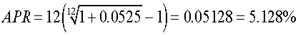 Example Convert Effective Annual Rate (EAR) to Annual Percentage Rate (APR)