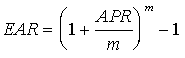 Formula to Convert Annual Percentage Rate (APR) to Effective Annual Rate (EAR)