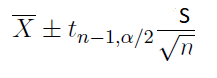 Confidence Interval Formula when using the t-distribution.