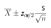 Confidence interval formula for the mean if true population standard deviation is not known but the sample size is large